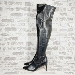 NEW Calvin Klein Womens Black Goring Padded Sacha Pointy Toe Stiletto Boots H898